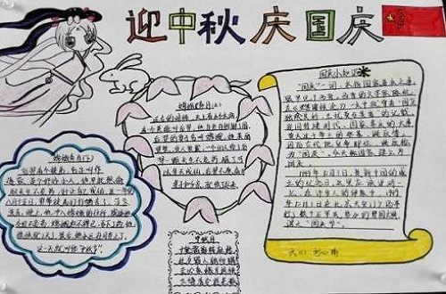 庆祝国庆中秋双节手抄报