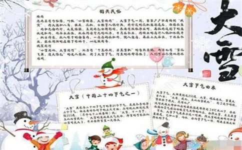 24节气大雪手抄报一等奖作品